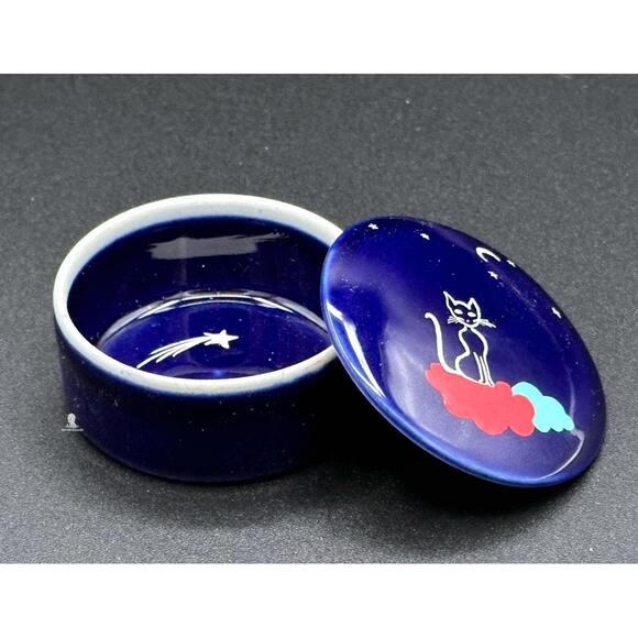 Limoges France Trinket Box 🌙 Cat & Clouds Design Luxury Collectible - Picture 1 of 4